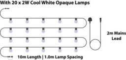 Eagle Connect Festoon Black Rubber Ip44 10M/20X2W Cool White Opaque Lamp - thumbnail 2