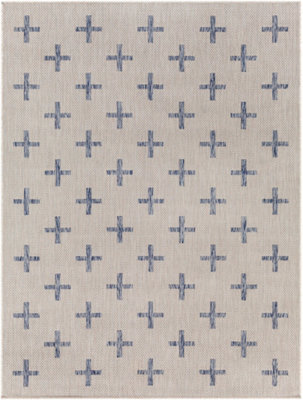 Livabliss Tuareg-Global Ivory Blue Graphic In- & Outdoor Rug 160 X 213 Cm Easy Care, Non Shedding - image 1