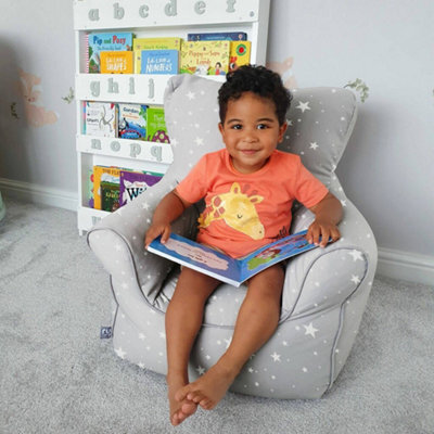 rucomfy Beanbags Rucomfy Indoor Grey Stars Kids Bean Bag Chair - Soft Comfortable Seat - image 1
