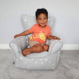 rucomfy Beanbags Rucomfy Indoor Grey Stars Kids Bean Bag Chair - Soft Comfortable Seat - thumbnail 2