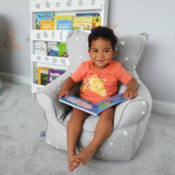 rucomfy Beanbags Rucomfy Indoor Grey Stars Kids Bean Bag Chair - Soft Comfortable Seat - thumbnail 1