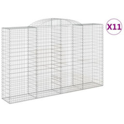 Berkfield Arched Gabion Baskets 11 Pcs 300X50X180/200 Cm Galvanised Iron - thumbnail 2