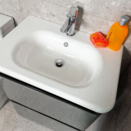 Plum&clay Marvel Gloss Dark Grey Floor Standing Bathroom Vanity Unit With Round Resin Basin (W)600mm - thumbnail 8
