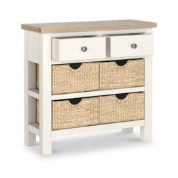 Farro Basket Coconut Console Table With Washed Oak Top - Fully Assembled - By Roseland Furniture - thumbnail 5