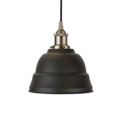 Matt Black Lincoln Painted Dome Pendant Light With Brushed Chrome Lamp Holder And Black Round Cable - Se Home - image 1