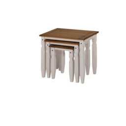 Mercers Furniture Corona White Piccolo Nest Of 3 Tables Side End Occasional Solid Wood Pine Wooden With Mexican Styling - thumbnail 2