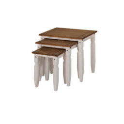 Mercers Furniture Corona White Piccolo Nest Of 3 Tables Side End Occasional Solid Wood Pine Wooden With Mexican Styling - thumbnail 3