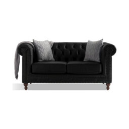 Furniture 48 Wellington Chesterfield Black Leather 2 Seater Sofa - thumbnail 3