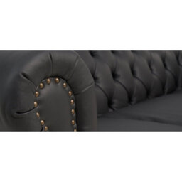 Furniture 48 Wellington Chesterfield Black Leather 2 Seater Sofa - thumbnail 4