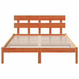 Berkfield Bed Frame With Headboard Wax Brown 140X200 Cm Solid Wood Pine - thumbnail 6