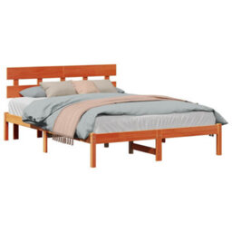 Berkfield Bed Frame With Headboard Wax Brown 140X200 Cm Solid Wood Pine - thumbnail 3