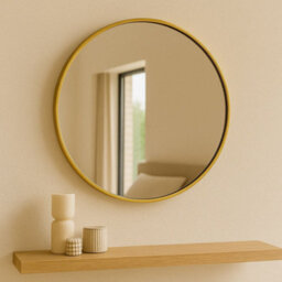 Jōbū Jobu Home - Rei, Gold 50Cm Round Wall Mirror - Small Gold Metal Circle Mirror For Wall Display - thumbnail 2