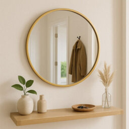 Jōbū Jobu Home - Rei, Gold 50Cm Round Wall Mirror - Small Gold Metal Circle Mirror For Wall Display - thumbnail 1