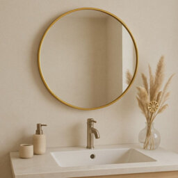 Jōbū Jobu Home - Rei, Gold 50Cm Round Wall Mirror - Small Gold Metal Circle Mirror For Wall Display - thumbnail 4