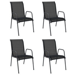 Berkfield Garden Chairs 4 Pcs Steel And Textilene Black - thumbnail 2