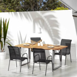 Berkfield Garden Chairs 4 Pcs Steel And Textilene Black - thumbnail 1
