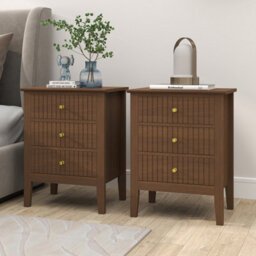 Melody Maison Pair Of 3 Drawer Bedside Tables - Hales Dark Wood Range - thumbnail 1