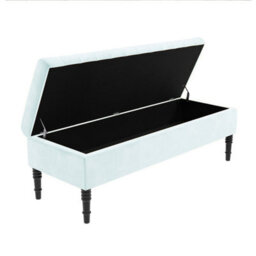 Safar 180Cm Ottoman Storage Bench - Plush Velvet Shoe Bench - White Lined Upholstery Storage Footstool - thumbnail 5