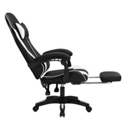 Living And Home Black And White High Back Ergonomic Gaming Chair Office Chair With Footrest - thumbnail 4
