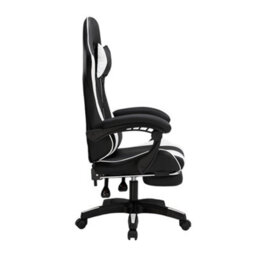 Living And Home Black And White High Back Ergonomic Gaming Chair Office Chair With Footrest - thumbnail 3