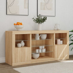 Berkfield Sideboard With Led Lights Sonoma Oak 142.5X37X67 Cm - thumbnail 3
