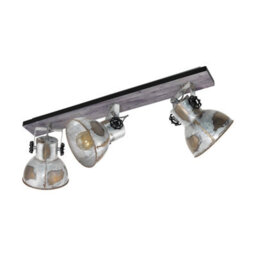 Stylish Adjustable 3 Bulb Ceiling Spotlight With Wood And Industrial Steel Shade