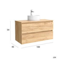 Cygnus bath Bequia Vanity Unit 100Cm Oak Worktop Basin Ceramic - thumbnail 5