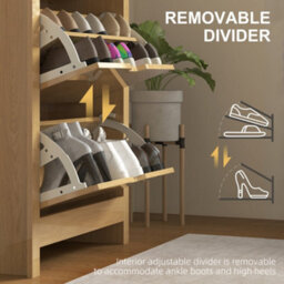 Homcom 18-Shoe Storage Cabinet 6 Shelves 3 Drawers Natural Wood Finish - thumbnail 6