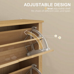 Homcom 18-Shoe Storage Cabinet 6 Shelves 3 Drawers Natural Wood Finish - thumbnail 5