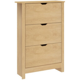 Homcom 18-Shoe Storage Cabinet 6 Shelves 3 Drawers Natural Wood Finish - thumbnail 2