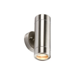 Knightsbridge Wall2L 230V Ip65 Lightweight Stainless Steel Up & Down Light Gu10 35W - thumbnail 1