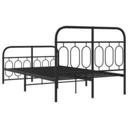 Berkfield Metal Bed Frame Without Mattress With Footboard Black 120X200Cm - thumbnail 6