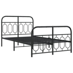 Berkfield Metal Bed Frame Without Mattress With Footboard Black 120X200Cm - thumbnail 3
