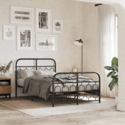 Berkfield Metal Bed Frame Without Mattress With Footboard Black 120X200Cm - thumbnail 1