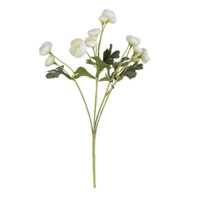 Candlelight White & Green Camellia 5 Mini Buds Single Stem Artificial Flower (H) 490mm - image 1