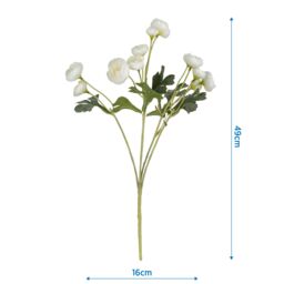 Candlelight White & Green Camellia 5 Mini Buds Single Stem Artificial Flower (H) 490mm - thumbnail 3
