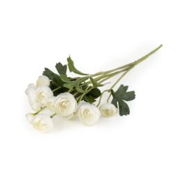 Candlelight White & Green Camellia 5 Mini Buds Single Stem Artificial Flower (H) 490mm - thumbnail 2