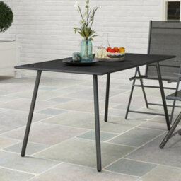 Outsunny Garden Table For 6 Person With Slat Top, Steel Frame, Black - thumbnail 8