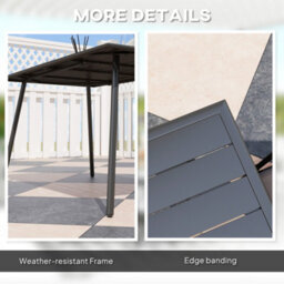 Outsunny Garden Table For 6 Person With Slat Top, Steel Frame, Black - thumbnail 6