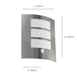 Eglo City Stainless Steel Outdoor Wall Light (With Sensor) - Weatherproof (Ip44) - (D) 23.5Cm - thumbnail 5
