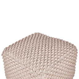 Beliani Handwoven Cotton Pouf Ottoman Taupe Beige 50 X 50 Cm - thumbnail 3