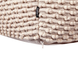 Beliani Handwoven Cotton Pouf Ottoman Taupe Beige 50 X 50 Cm - thumbnail 5