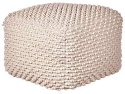 Beliani Handwoven Cotton Pouf Ottoman Taupe Beige 50 X 50 Cm - thumbnail 2