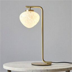 Loops 2 Pack Satin Brass Plate Task Table Lamp - White Confetti Glass Shade - 3W Led G9 - thumbnail 3