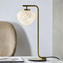Loops 2 Pack Satin Brass Plate Task Table Lamp - White Confetti Glass Shade - 3W Led G9 - thumbnail 4
