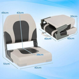2 Pack Boat Seat Upholstered Folding Captain Boat Chair With Back-Grey - thumbnail 2