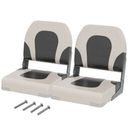 2 Pack Boat Seat Upholstered Folding Captain Boat Chair With Back-Grey - thumbnail 1