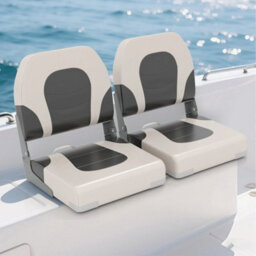 2 Pack Boat Seat Upholstered Folding Captain Boat Chair With Back-Grey - thumbnail 5