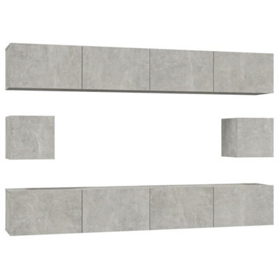 Berkfield Classic 6 Piece Tv Cabinet Set Concrete Grey Engineered Wood - image 1