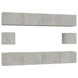 Berkfield Classic 6 Piece Tv Cabinet Set Concrete Grey Engineered Wood - thumbnail 1